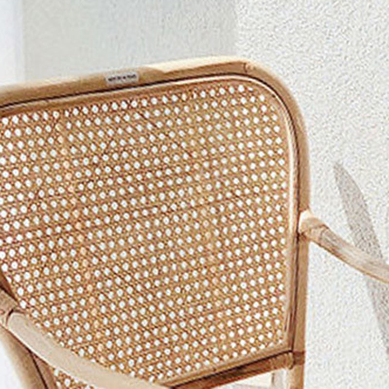 Contemporary Retro Square Woven Rattan Dining Chair Backrest Armrest For Dining Room