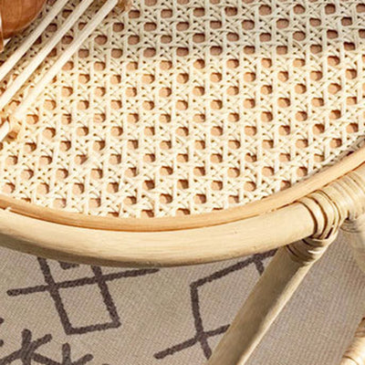 Contemporary Retro Square Woven Rattan Dining Chair Backrest Armrest For Dining Room