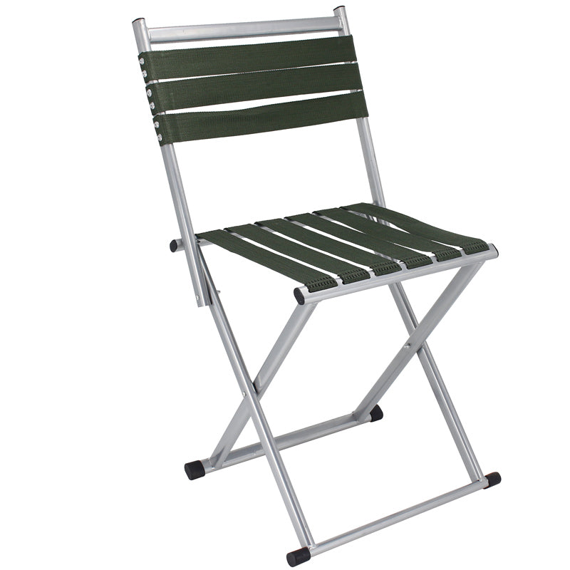 Chaise de camping pliable en nylon métallique carré nordique contemporain avec dossier pour terrasse extérieure 