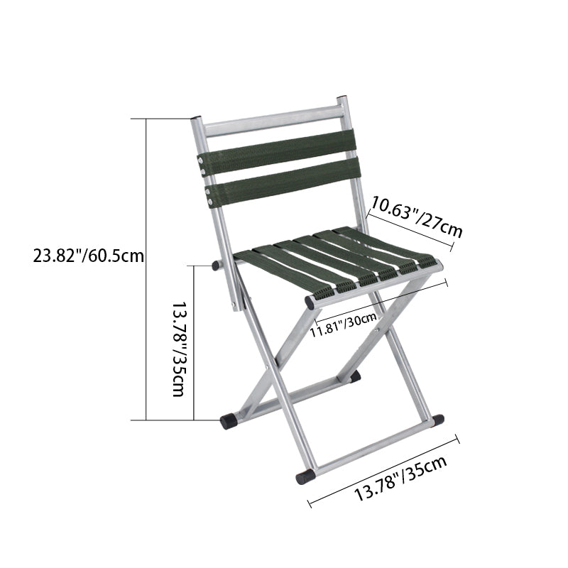 Chaise de camping pliable en nylon métallique carré nordique contemporain avec dossier pour terrasse extérieure 