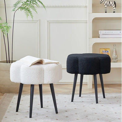 Tabouret bas contemporain en forme de nuage Creative Cloud avec cadre en acier au carbone et revêtement en laine d'agneau pour chambre 