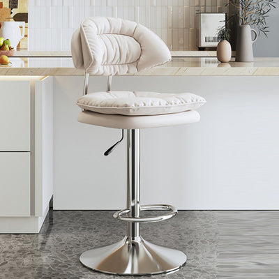 Contemporary Nordic Fabric Upholstered Round Metal Base Height Adjustable Bar Stool Footrest For Dining Room