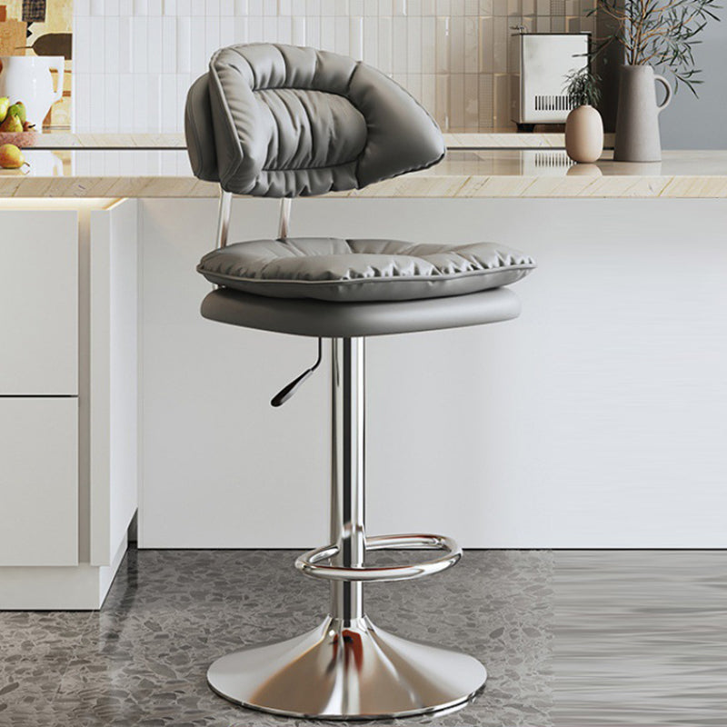 Contemporary Nordic Fabric Upholstered Round Metal Base Height Adjustable Bar Stool Footrest For Dining Room