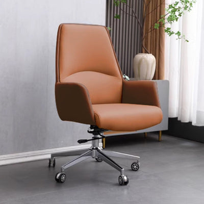 Chaise de bureau moderne minimaliste carrée en cuir pivotante avec hauteur réglable, dossier et roulettes pour bureau à domicile 