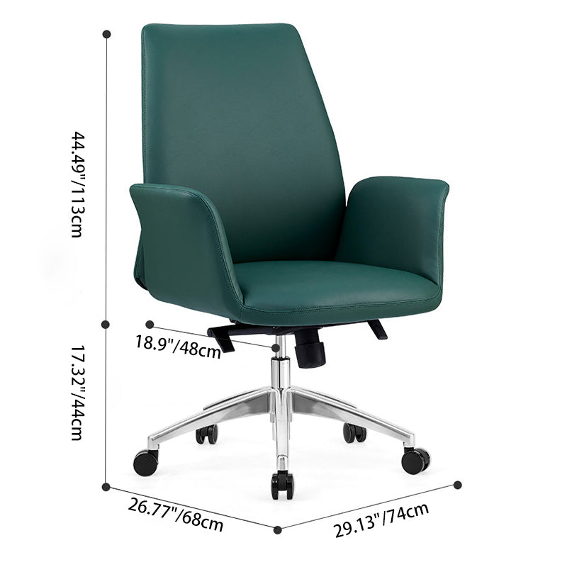 Moderner Luxus Schwenkbarer Lederschreibtischstuhl mit Rückenlehne und Rollen für das Heimbüro 