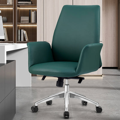 Modern Luxury Square Leather Swivel Desk Chair Backrest Casters For Home Office