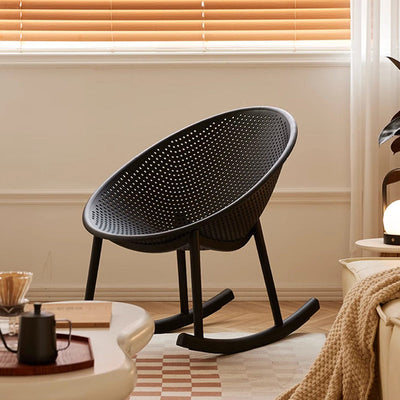 Modern Minimalist Hollowed Out Oval Plastic Rocking Chair Backrest For Living Room