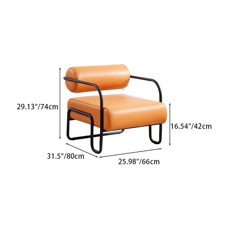 Modern Minimalist Square Cylinder Metal Fabric Accent Chair Backrest Armrest For Living Room