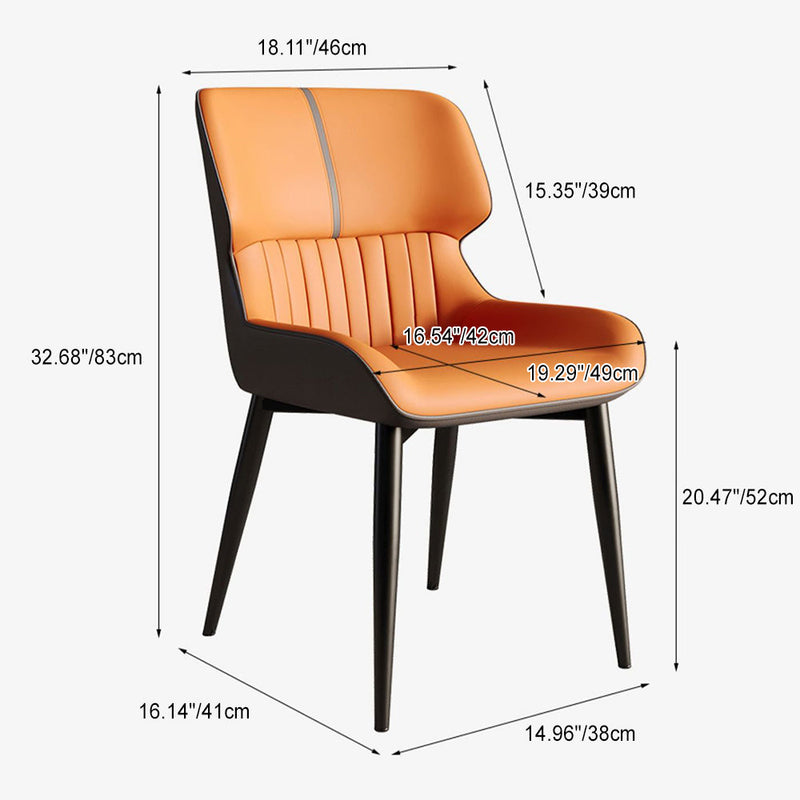 Contemporary Scandinavian Rectangular Leather Steel Dining Chair Backrest For Dining Room