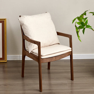 Modern Minimalist Square Wood Chair Backrest Armrest For Living Room