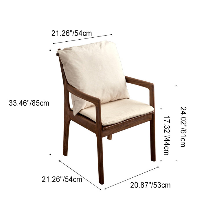 Modern Minimalist Square Wood Chair Backrest Armrest For Living Room