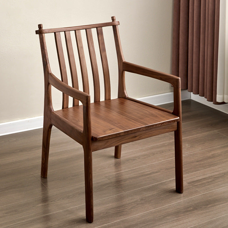 Modern Minimalist Square Wood Chair Backrest Armrest For Living Room