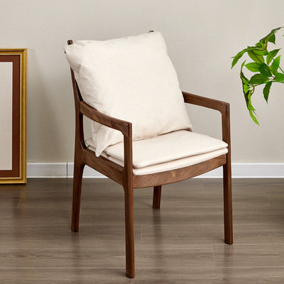 Modern Minimalist Square Wood Chair Backrest Armrest For Living Room