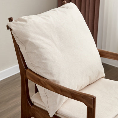 Modern Minimalist Square Wood Chair Backrest Armrest For Living Room