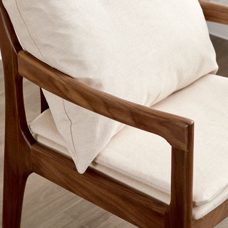 Modern Minimalist Square Wood Chair Backrest Armrest For Living Room