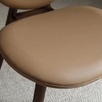 Contemporary Scandinavian Round Square Wood Veneer Dining Chair Backrest For Dining Room