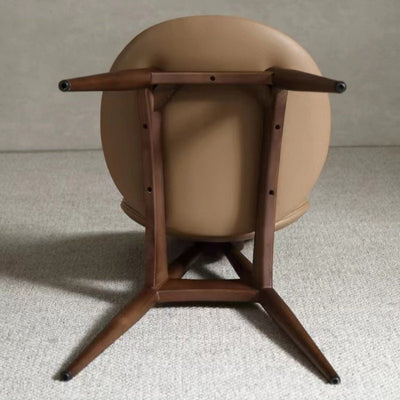 Contemporary Scandinavian Round Square Wood Veneer Dining Chair Backrest For Dining Room