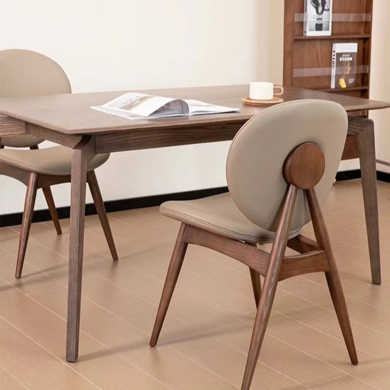 Contemporary Scandinavian Round Square Wood Veneer Dining Chair Backrest For Dining Room