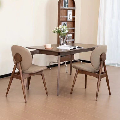 Contemporary Scandinavian Round Square Wood Veneer Dining Chair Backrest For Dining Room