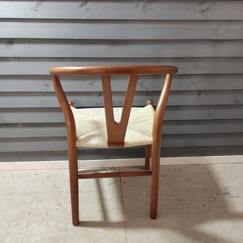 Modern Minimalist Square Wood Rope Dining Chair Backrest For Dining Room