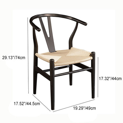 Modern Minimalist Square Wood Rope Dining Chair Backrest For Dining Room