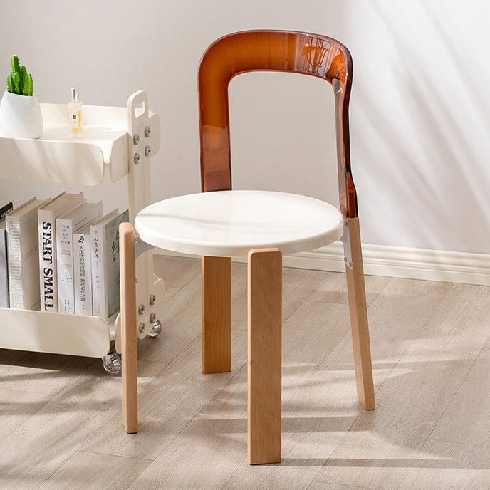 Contemporary Scandinavian Round Wood PC Dining Chair Backrest For Dining Room