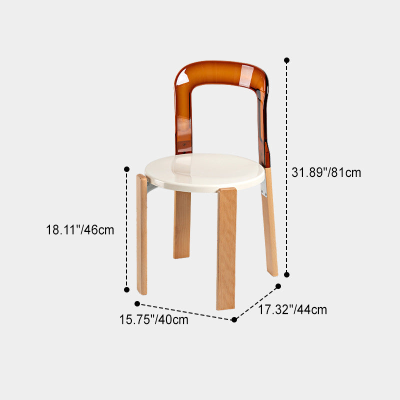 Contemporary Scandinavian Round Wood PC Dining Chair Backrest For Dining Room