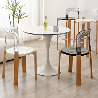 Contemporary Scandinavian Round Wood PC Dining Chair Backrest For Dining Room