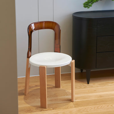 Contemporary Scandinavian Round Wood PC Dining Chair Backrest For Dining Room