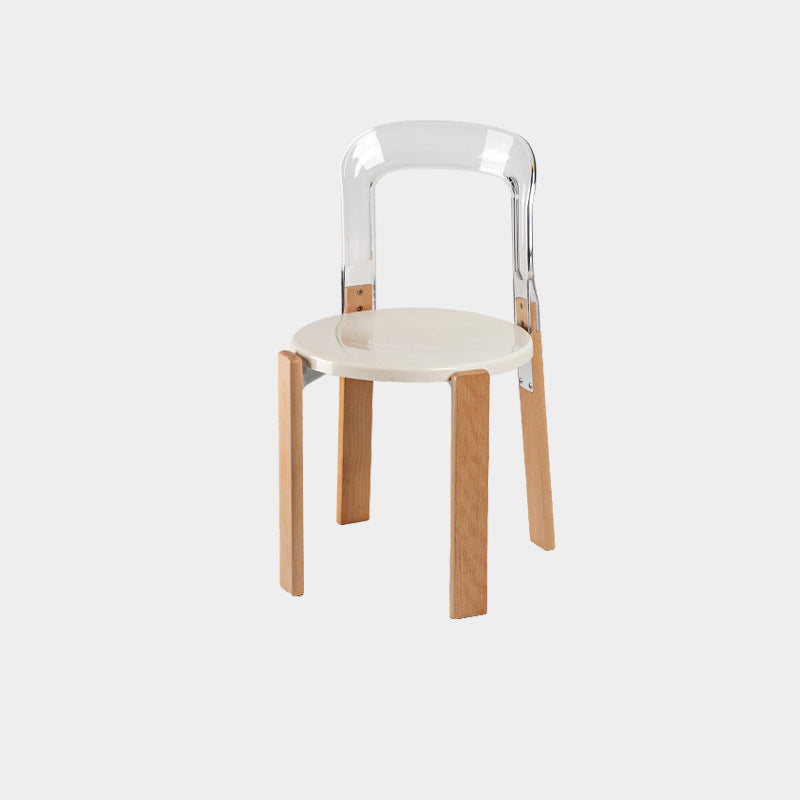 Contemporary Scandinavian Round Wood PC Dining Chair Backrest For Dining Room