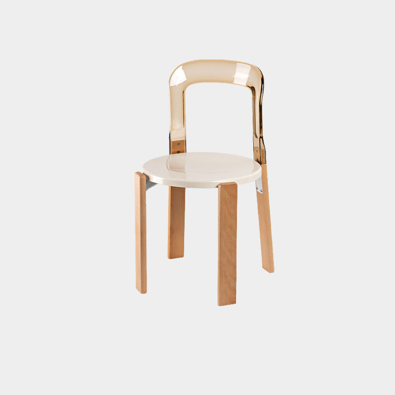 Contemporary Scandinavian Round Wood PC Dining Chair Backrest For Dining Room