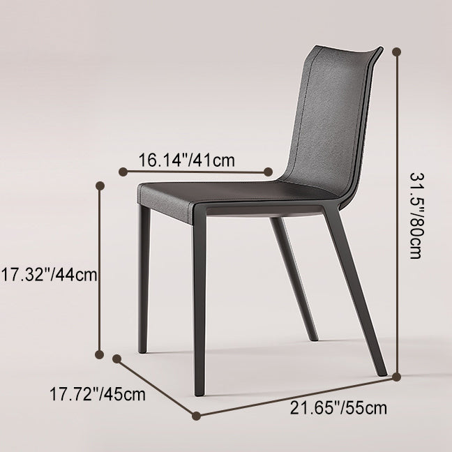 Modern Minimalist Rectangular Square Aluminum Leather Dining Chair Backrest For Dining Room