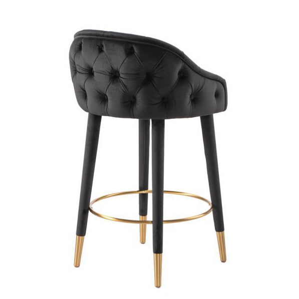 Contemporary Nordic Round Curved Metal Wood Fabric Bar Stool Backrest For Dining Room