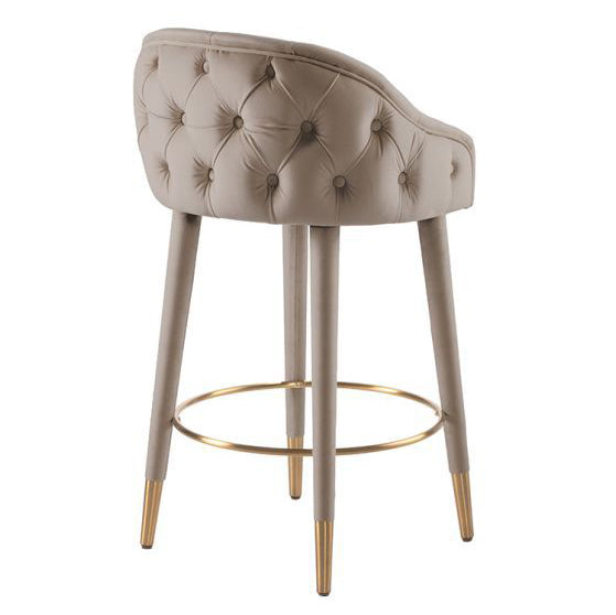 Contemporary Nordic Round Curved Metal Wood Fabric Bar Stool Backrest For Dining Room