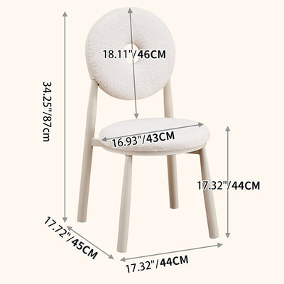 Zeitgenössischer nordischer Creme-Donut-Metall-Lambswool-Esszimmerstuhl mit Rückenlehne für das Esszimmer 