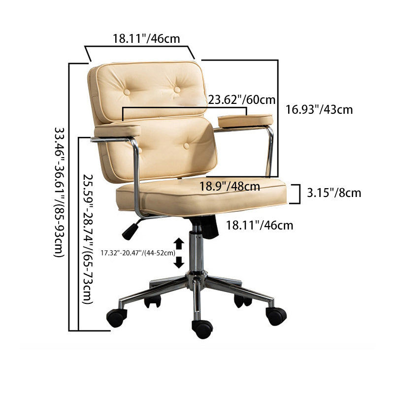 Chaise de bureau moderne minimaliste pivotante rectangulaire carrée en métal et cuir avec dossier et accoudoirs pour la maison et le bureau 