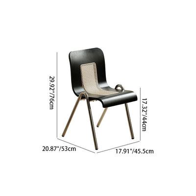 Traditional Japanese Rectangular Solid Wood Stainless Steel Dining Chair Backrest For Dining Room