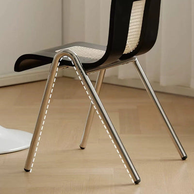 Traditional Japanese Rectangular Solid Wood Stainless Steel Dining Chair Backrest For Dining Room