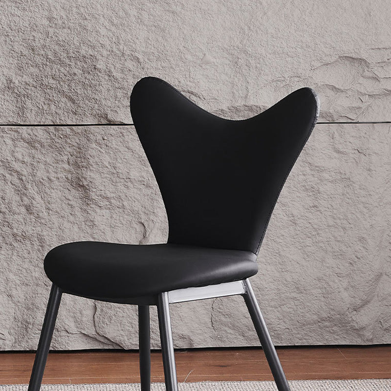 Modern Minimalist Triangle Back Microfiber Leather Carbon Steel Dining Chair Backrest For Dining Room