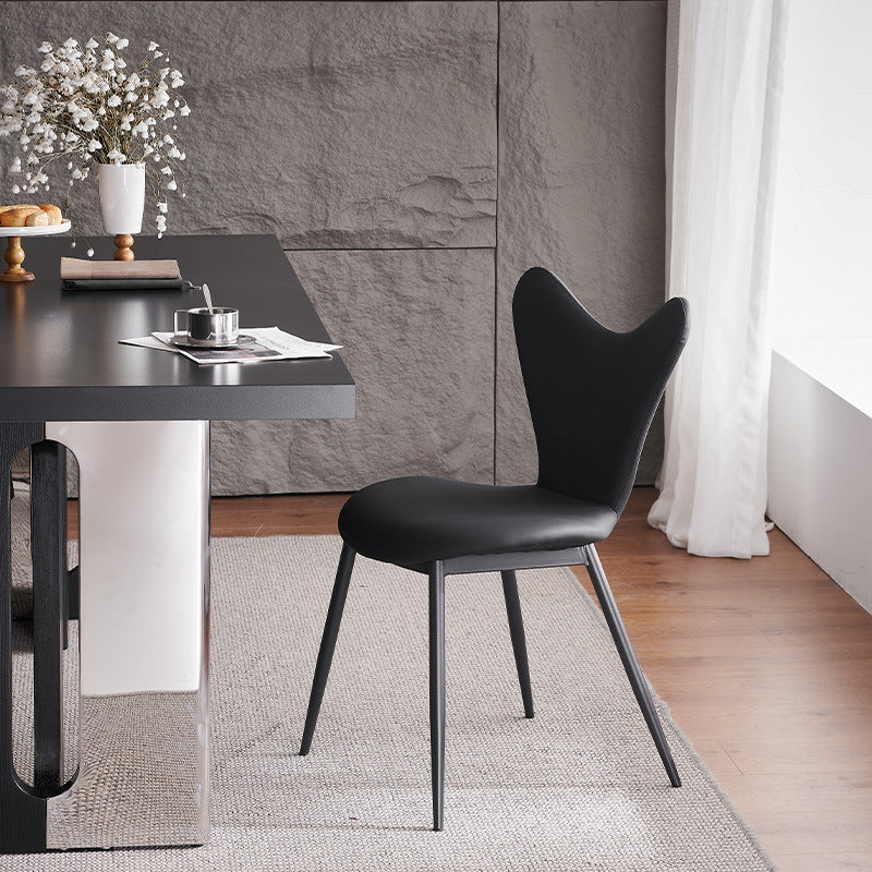 Modern Minimalist Triangle Back Microfiber Leather Carbon Steel Dining Chair Backrest For Dining Room