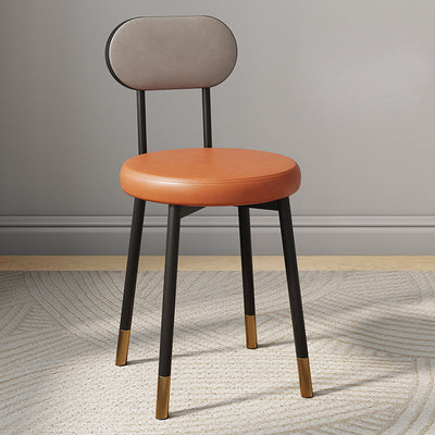 Modern Minimalist Round Cushion Leather Carbon Steel High Density Resilience Sponge Dining Chair Backrest For Dining Room