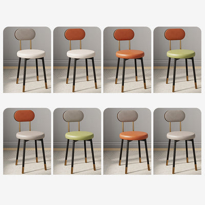 Modern Minimalist Round Cushion Leather Carbon Steel High Density Resilience Sponge Dining Chair Backrest For Dining Room