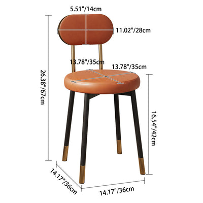 Modern Minimalist Round Cushion Leather Carbon Steel High Density Resilience Sponge Dining Chair Backrest For Dining Room