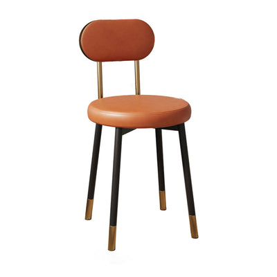 Modern Minimalist Round Cushion Leather Carbon Steel High Density Resilience Sponge Dining Chair Backrest For Dining Room