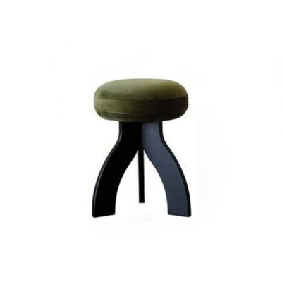 Contemporary Creative Round Lambswool Solid Wood Vanity Stool 3-Leg For Bedroom