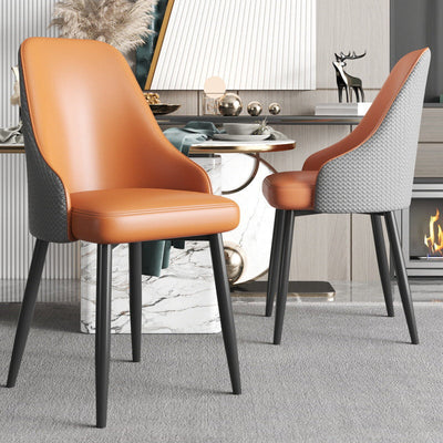 Modern Luxury Trapezoidal Back Leather Carbon Steel Dining Chair Backrest For Dining Room