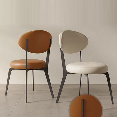 Modern Minimalist Round Cushion Microfiber Leather Carbon Steel Dining Chair Backrest For Dining Room