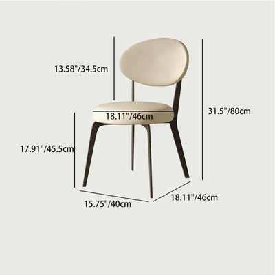 Modern Minimalist Round Cushion Microfiber Leather Carbon Steel Dining Chair Backrest For Dining Room