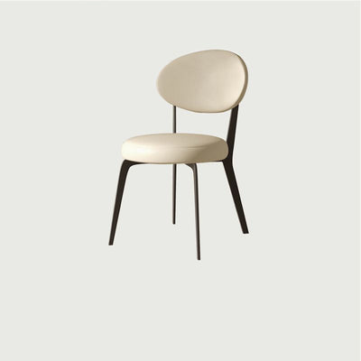 Modern Minimalist Round Cushion Microfiber Leather Carbon Steel Dining Chair Backrest For Dining Room