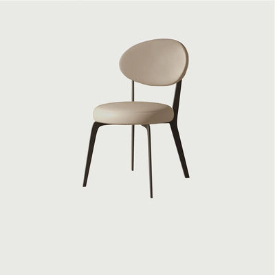 Modern Minimalist Round Cushion Microfiber Leather Carbon Steel Dining Chair Backrest For Dining Room